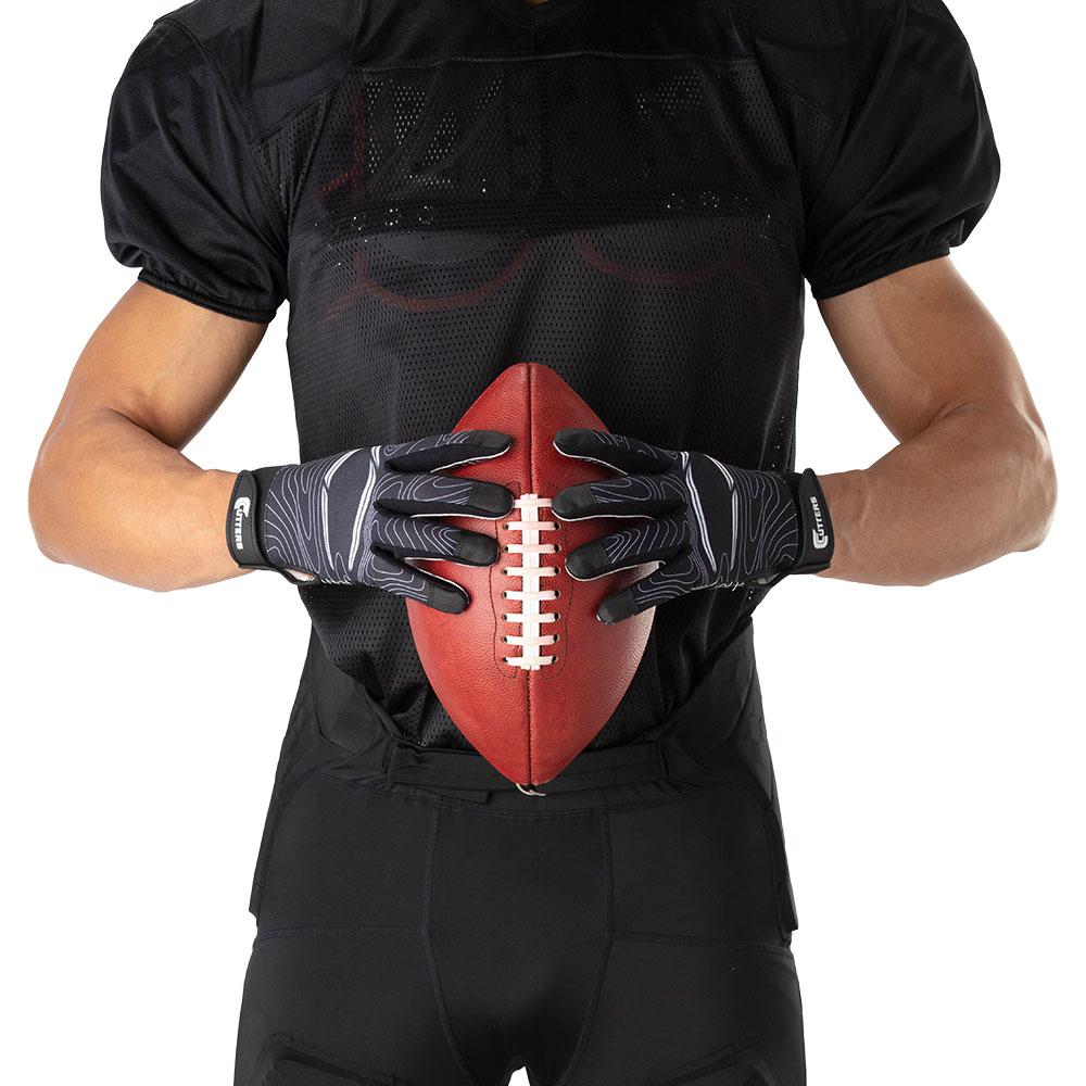 Game Day Black Topo Football Receiver Gloves Cutters Sports