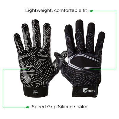 Cutters Game Day White-Black Topo Football Receiver Gloves -  Tech Callouts