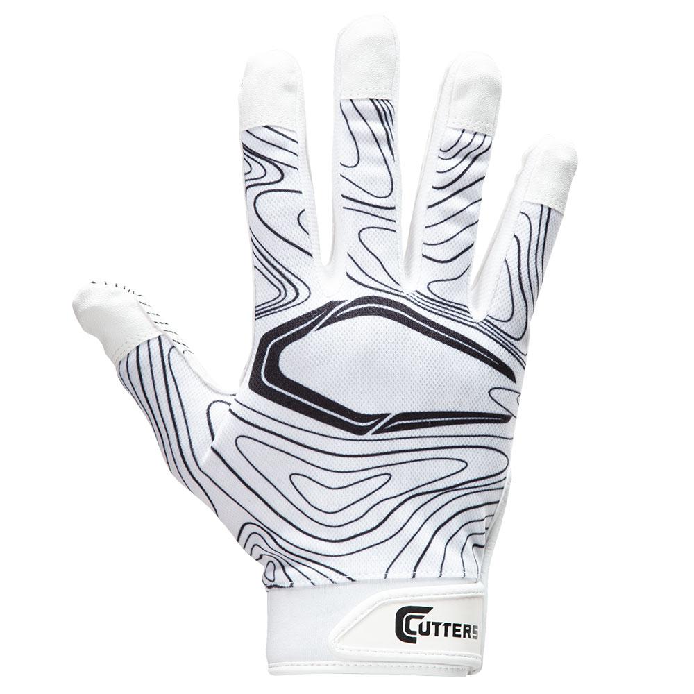Game Day White Black Topo Football Receiver Gloves Cutters Sports