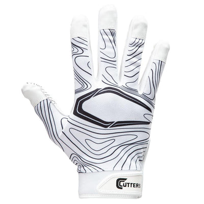 Cutters Game Day White-Black Topo Football Receiver Gloves -  Back of Hand View
