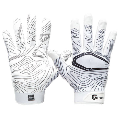 Cutters Game Day White-Black Topo Football Receiver Gloves  - Front and Back View