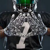 Football Player Showcasing Cutters Sports Black Game Day Receiver Football Gloves - C-TACK Grip