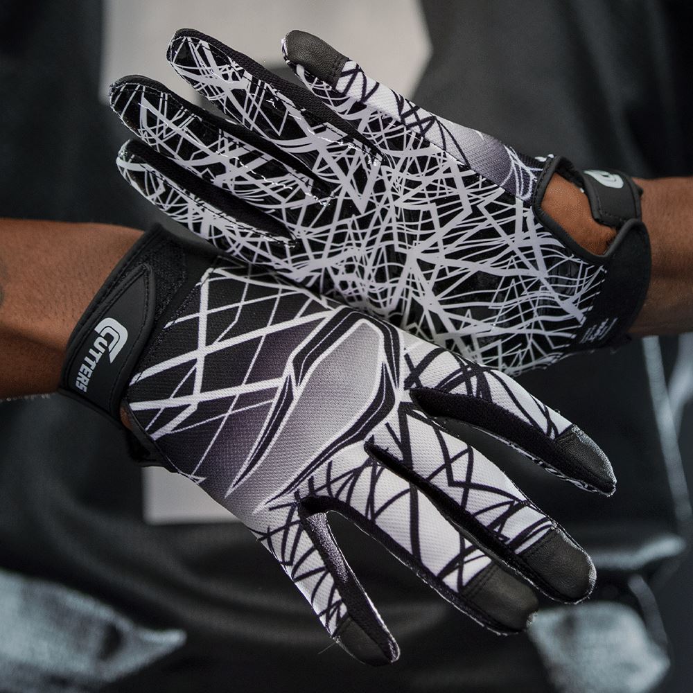 Football Gloves Men Black White Football Receiver Gloves