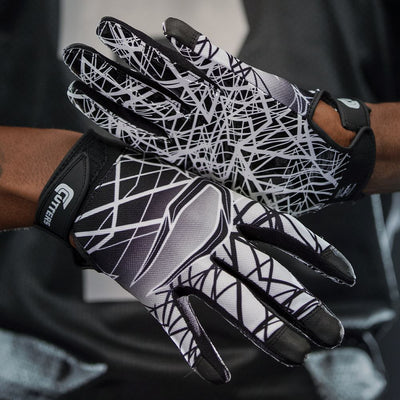 Game Day Adult Padded Black Receiver Gloves 2.0