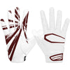 Cutters Rev Pro 3.0 Football Receiver Gloves - Burst - White/Maroon - Front and Back of Glove