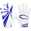Cutters Rev Pro 3.0 Football Receiver Gloves - Burst - White/Royal Blue - Front and Back of Glove